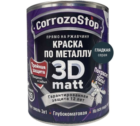 Быстросохнущая грунт-эмаль по металлу, ржавчине Finlux F-115 CorrozoStop Ral 7016 Темно-Серый, 0.75 л 4603783210732 1