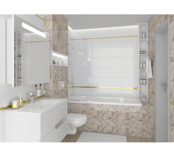 Керамическая плитка LAPARET Crema мозаика бежевый 30x30 см, 0.54 кв. м, 6 шт. в упаковке х9999219634