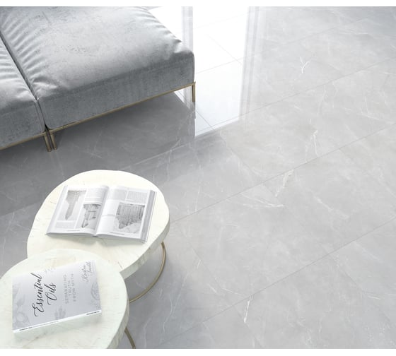 Керамогранит LAPARET Vitrum grigio серый, 60x60 см, полированный, 1.44 кв. м, 4 шт. х9999275908