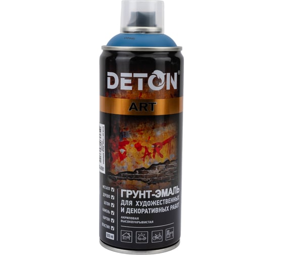Грунт-эмаль для художественных и декоративных работ DETON синий, аэрозоль 520 мл DTN-A70681