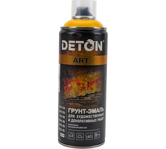 Грунт-эмаль для художественных и декоративных работ DETON желтый, аэрозоль 520 мл DTN-A70677