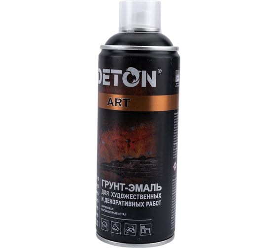 Грунт-эмаль для художественных и декоративных работ DETON черный, матовый, аэрозоль 520 мл DTN-A70668