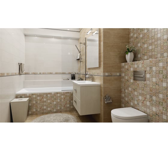 Керамическая настенная плитка LAPARET Kiparis бежевый, 20x60 см, 1.2 кв. м, 10 плиток в упаковке х9999118885