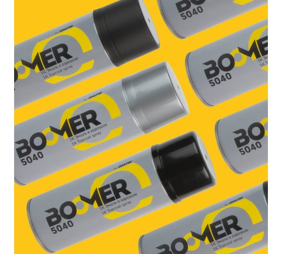 Аэрозольная краска BOOMER 1К цвет черный матовый, 0.4 л 5040 black mat
