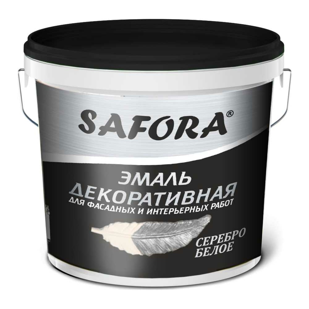 Декоративная акриловая эмаль SAFORA перламутровая, серебро 800 г ЭМ100 ...