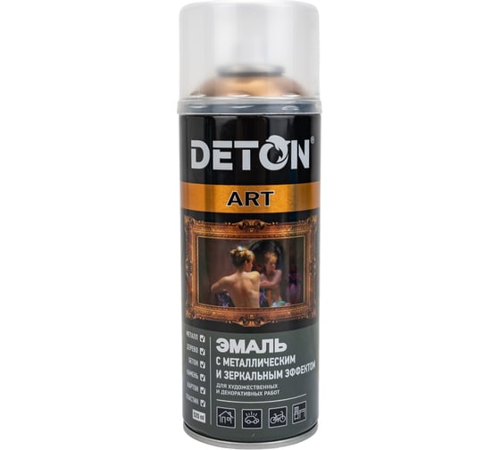 Эмаль DETON с зеркальным и металлическим эффектом, бронза-хром, аэрозоль 520 мл DTN-A07581 1
