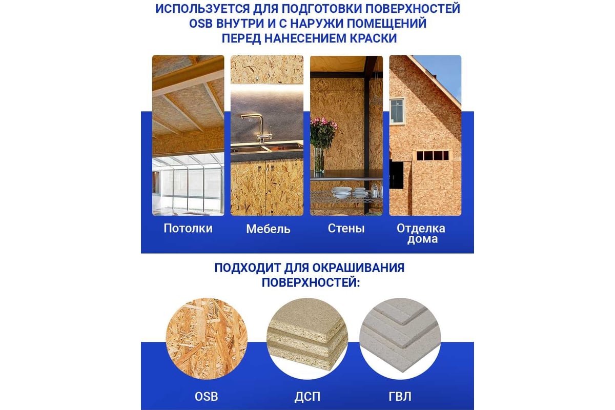 Грунтовка для OSB плит MASTERFARBE для наружных и внутренних работ, 2.5 кг  4631168416578 - выгодная цена, отзывы, характеристики, фото - купить в  Москве и РФ