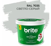 Фасадная колерованная краска BRITE PROFESSIONAL светло-серая RAL 7035, матовая, ведро 9 л/13.4 кг О05684