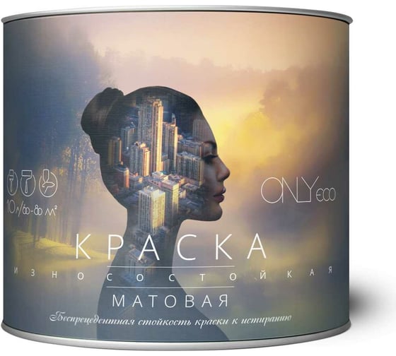 Краска акриловая износостойкая ONLYeco матовая, белая, 5 л OEC-992-3-5