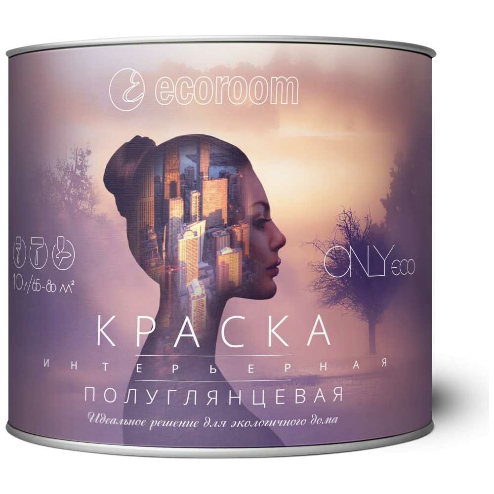 Краска акриловая интерьерная ONLYeco полуглянцевая, белая, 5 л OEC-992 ...