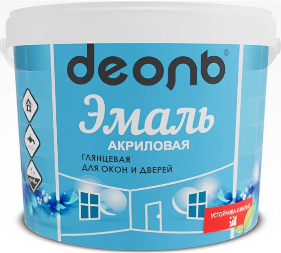 Акриловая эмаль для окон и дверей Деоль белоснежная, глянцевая, без запаха, 2.7 л DEA27