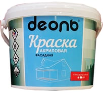 Акриловая фасадная краска Деоль белоснежная, матовая, влагостойкая, 2.7 л 00024330