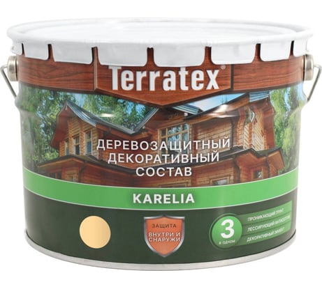 Деревозащитный декоративный состав ТЕРРАТЕКС бесцветный, 7.5 кг, 9 л ЭК000137007