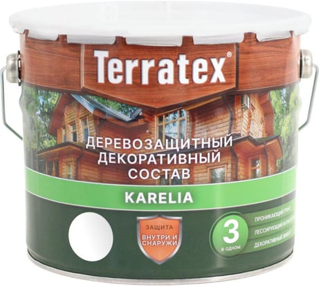 Деревозащитный декоративный состав ТЕРРАТЕКС белый, 2.25 кг, 3 л ЭК000136996