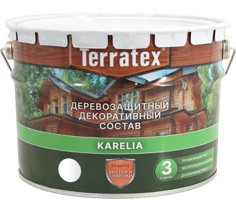 Деревозащитный декоративный состав ТЕРРАТЕКС белый, 7.5 кг, 9 л ЭК000137006
