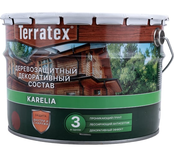 Деревозащитный декоративный состав ТЕРРАТЕКС красное дерево, 7.5 кг, 9 л ЭК000137013