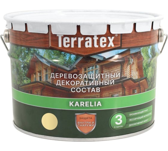 Деревозащитный декоративный состав ТЕРРАТЕКС сосна, 7.5 кг, 9 л ЭК000137015 1