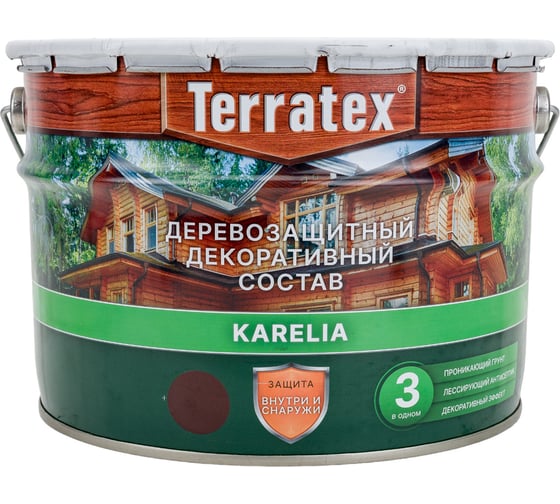 Деревозащитный декоративный состав ТЕРРАТЕКС венге, 7.5 кг, 9 л ЭК000137014