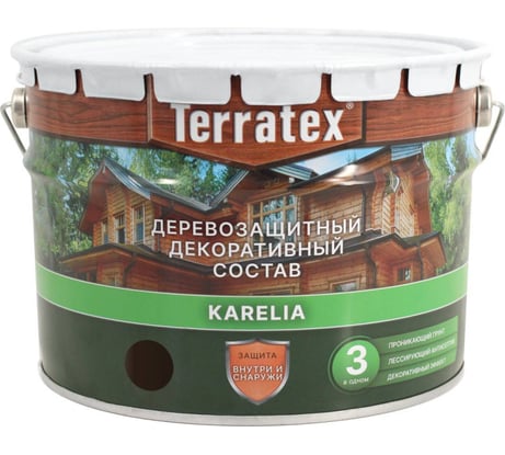 Деревозащитный декоративный состав ТЕРРАТЕКС эбеновое дерево, 7.5 кг, 9 л ЭК000137010