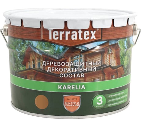 Деревозащитный декоративный состав ТЕРРАТЕКС орех, 7.5 кг, 9 л ЭК000137009