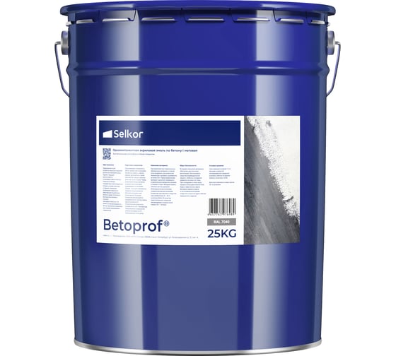 Акриловая краска по бетону Selkor Betoprof серая ral 7040, 25 кг 16250