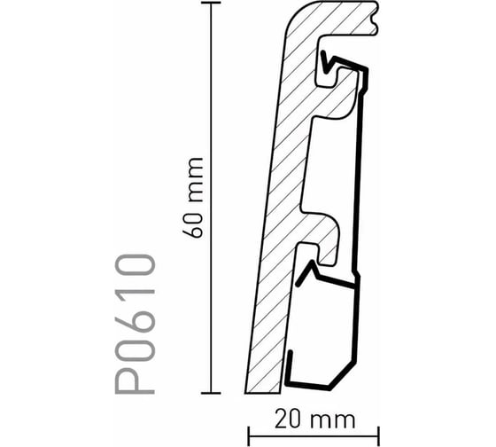 Плинтус Arbiton Vega HDPS P0610 2400x60x20 мм 550611
