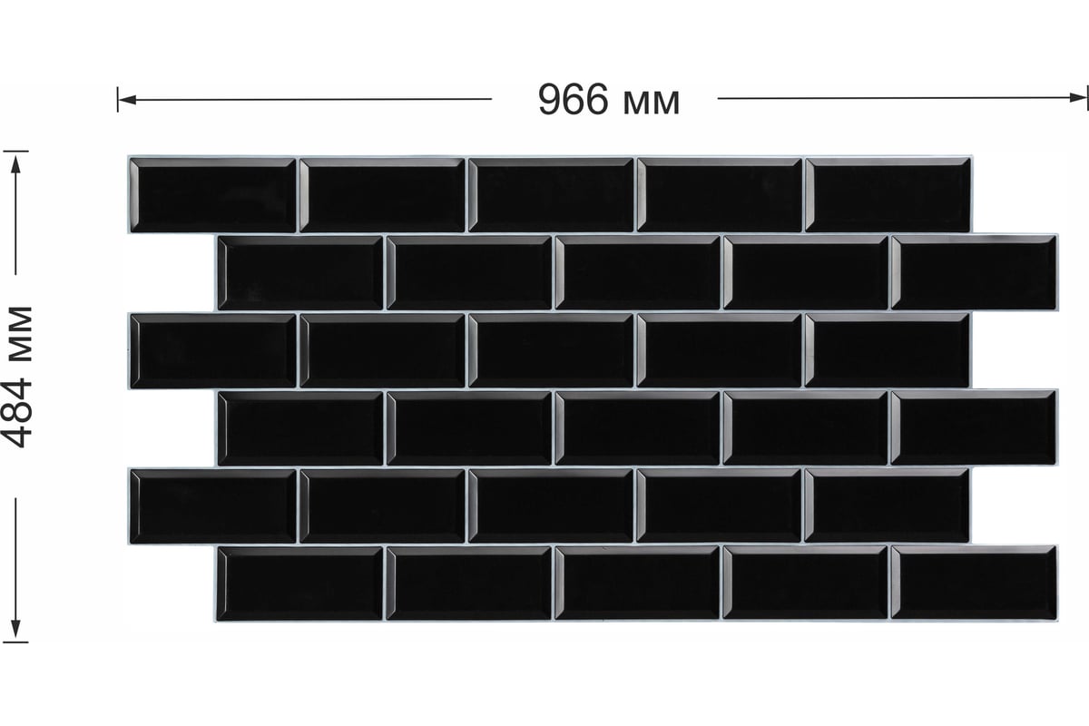 Панель на стену из ПВХ GRACE 966х484 мм Кирпич Блок черный белый шов  УТ000072826 - выгодная цена, отзывы, характеристики, фото - купить в Москве  и РФ