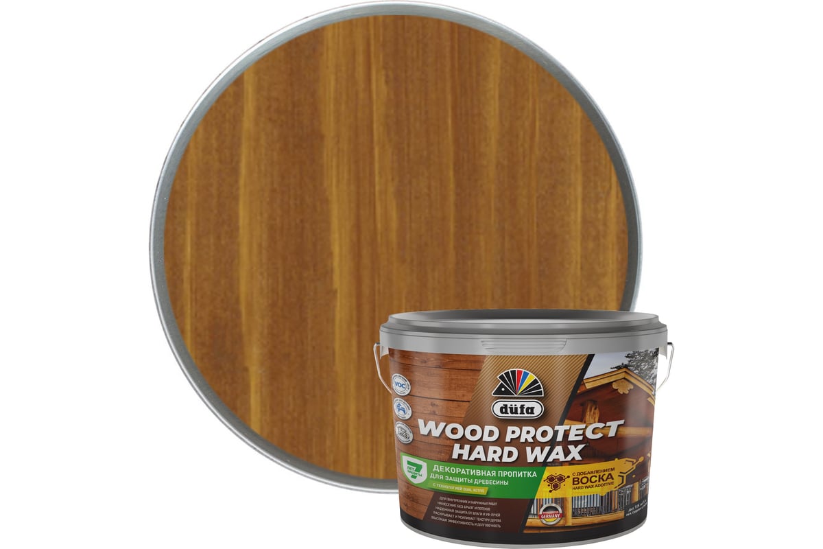 Пропитка Dufa WOOD PROTECT HARD WAX бук, 9 л МП00-010461 - выгодная цена,  отзывы, характеристики, фото - купить в Москве и РФ