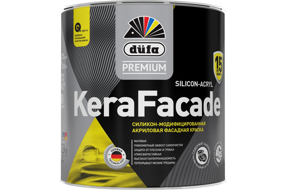 Водно-дисперсионная краска Dufa KeraFacade Premium база 1, 0.9 л  МП00-009924 - выгодная цена, отзывы, характеристики, фото - купить в Москве  и РФ