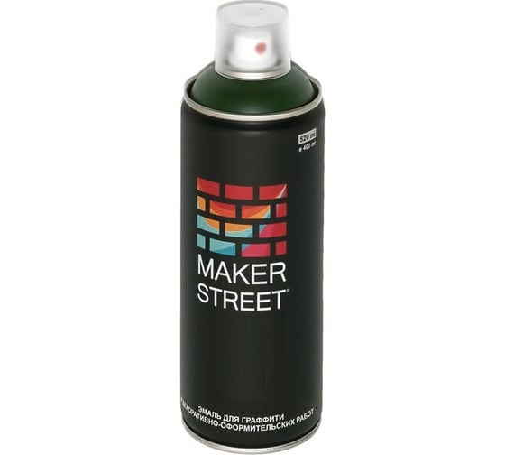 Краска (эмаль) для граффити и декоративно-оформительских работ MAKERSTREET MS400 400 мл, 611 Зеленая хвоя 361185