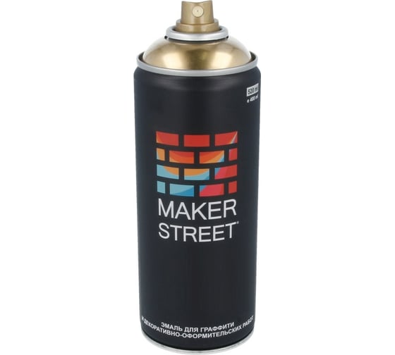 Краска (эмаль) для граффити и декоративно-оформительских работ MAKERSTREET Под золото MS400 400 мл, 004 Под золото 427128