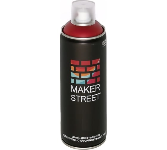 Краска (эмаль) для граффити и декоративно-оформительских работ MAKERSTREET MS400 400 мл, 204 Темно-красный 361037