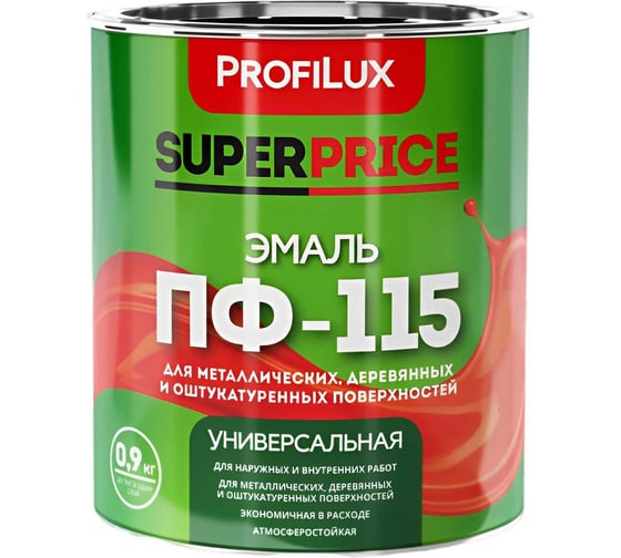 Эмаль ПФ-115 Profilux ООО "Мефферт Продакшн" SUPERPRICE белая, 0.9 кг МП000018732