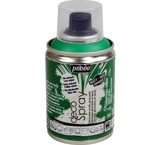 Краска PEBEO decoSpray на водной основе, аэрозоль, 100 мл, зеленый рождественский 530571 1