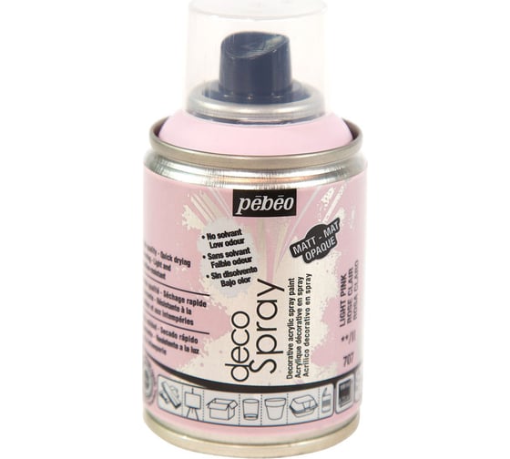 Краска PEBEO decoSpray на водной основе, аэрозоль, 100 мл, светло-розовый 533385 1