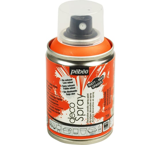 Краска PEBEO decoSpray на водной основе, аэрозоль, 100 мл, мандариновый 530575 1
