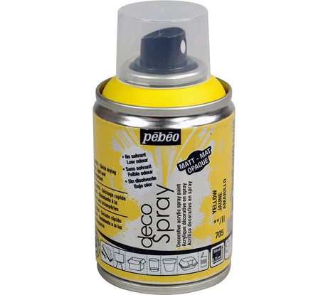 Краска PEBEO decoSpray на водной основе, аэрозоль, 100 мл, желтый 530576