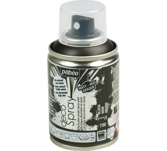 Краска PEBEO decoSpray на водной основе, аэрозоль, 100 мл, черный 533380