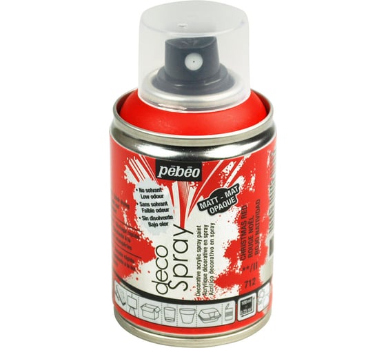 Краска PEBEO decoSpray на водной основе, аэрозоль, 100 мл, красный рождественский 530569