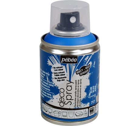 Краска PEBEO decoSpray на водной основе, аэрозоль, 100 мл, синий 530568