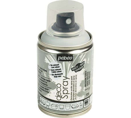 Краска PEBEO decoSpray на водной основе, аэрозоль, 100 мл, серый 530580