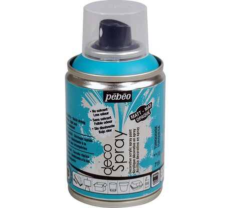Краска PEBEO decoSpray на водной основе, аэрозоль, 100 мл, бирюзовый 530573