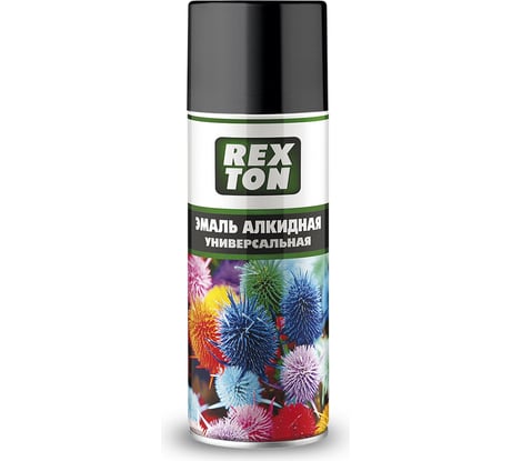 Алкидная универсальная эмаль REXTON черный глянцевый, аэрозоль RT100.00