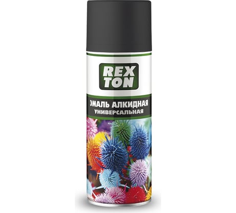 Алкидная универсальная эмаль REXTON черный матовый, аэрозоль RT100.10