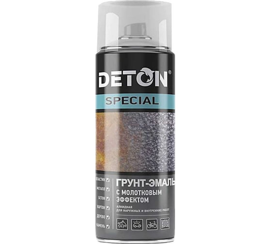 Молотковая грунт-эмаль DETON серый, аэрозоль 520 мл DTN-A70704
