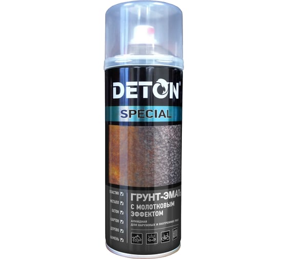 Молотковая грунт-эмаль DETON серебристо-серый, аэрозоль 520 мл DTN-A70706