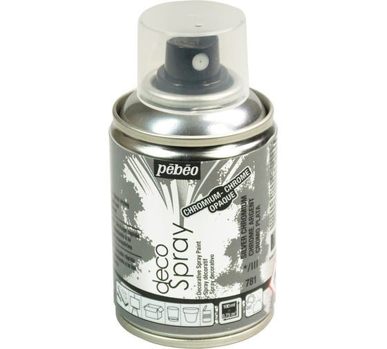 Краска "хром" PEBEO decoSpray аэрозоль, 100 мл, под серебро 530574 1