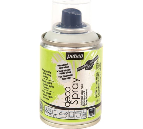 Светящаяся в темноте краска PEBEO decoSpray на водной основе, аэрозоль, 100 мл 530597