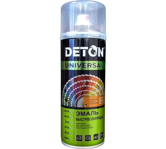 Флуоресцентная акриловая эмаль DETON быстросохнущая, оранжевый, RAL 2005, аэрозоль 520 мл DTN-A07270