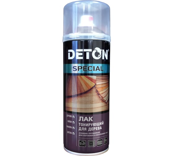 Защитный тонирующий лак для дерева DETON дуб, аэрозоль 520 мл DTN-A07307 1